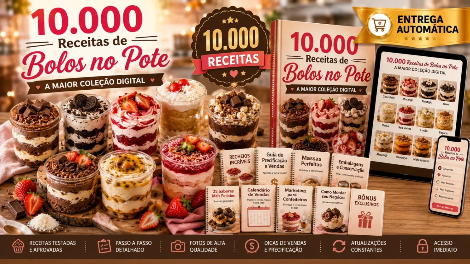 10.000 Receitas de Bolos no Pote: A Biblioteca Completa Para Criar Bolos Leves e Deliciosos