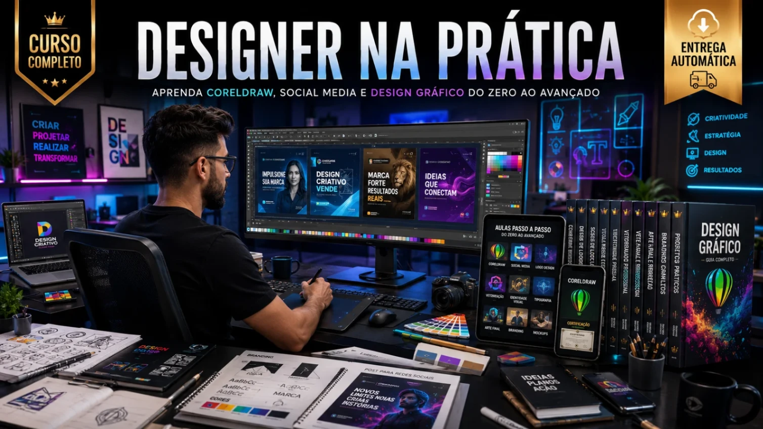 Designer na Prática: CorelDRAW, Design Gráfico, Social Media e Artes Profissionais