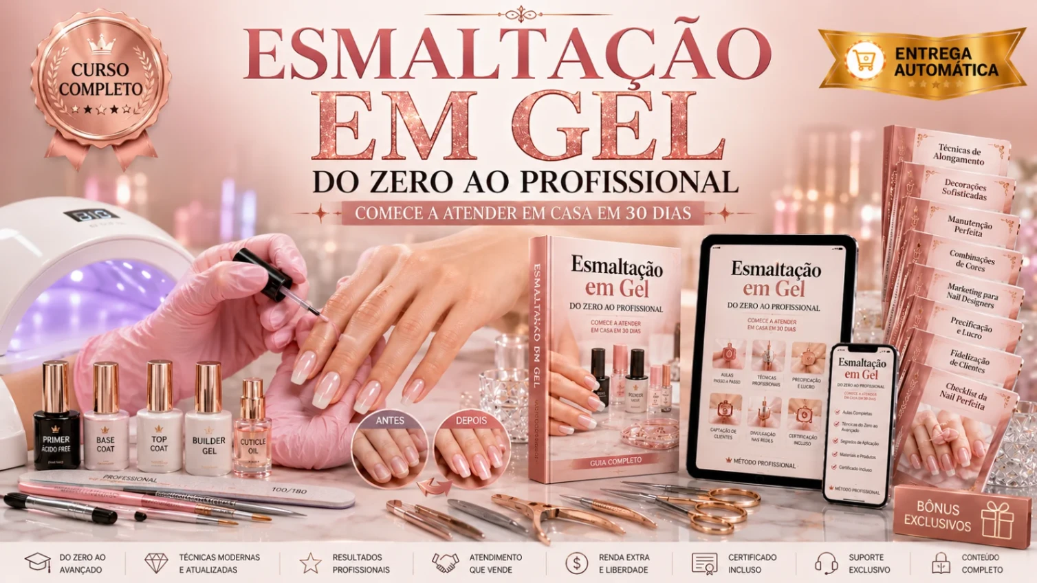 Esmaltação em Gel do Zero ao Profissional: Aprenda a Técnica que Dura Sem Descascar e Fature Mais