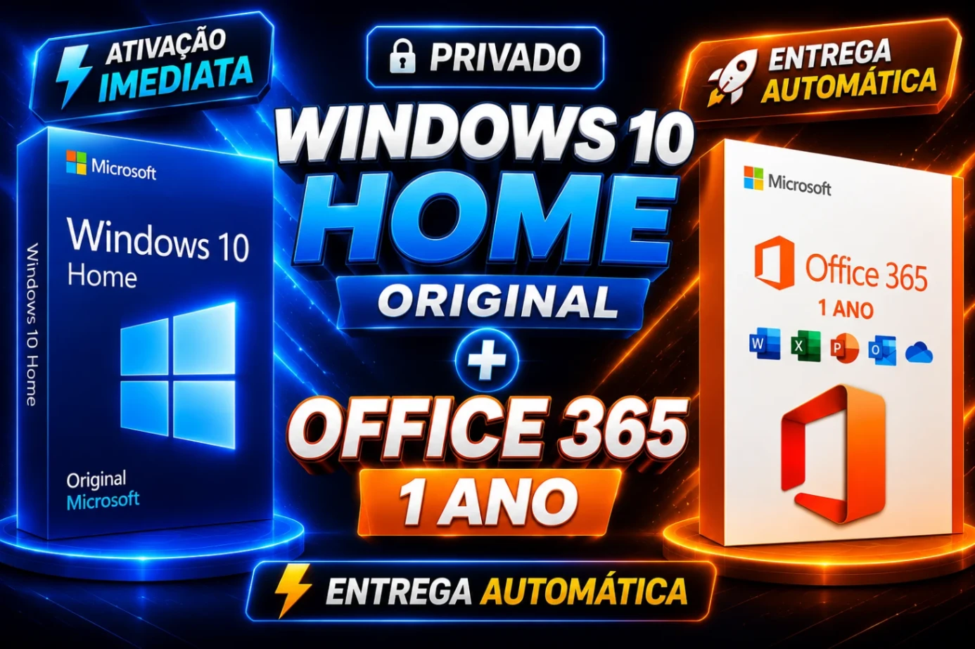 Windows 10 Home Original Microsoft Ativação Imediata + OFFICE 365 1 ANO - ENTREGA AUTOMATICA