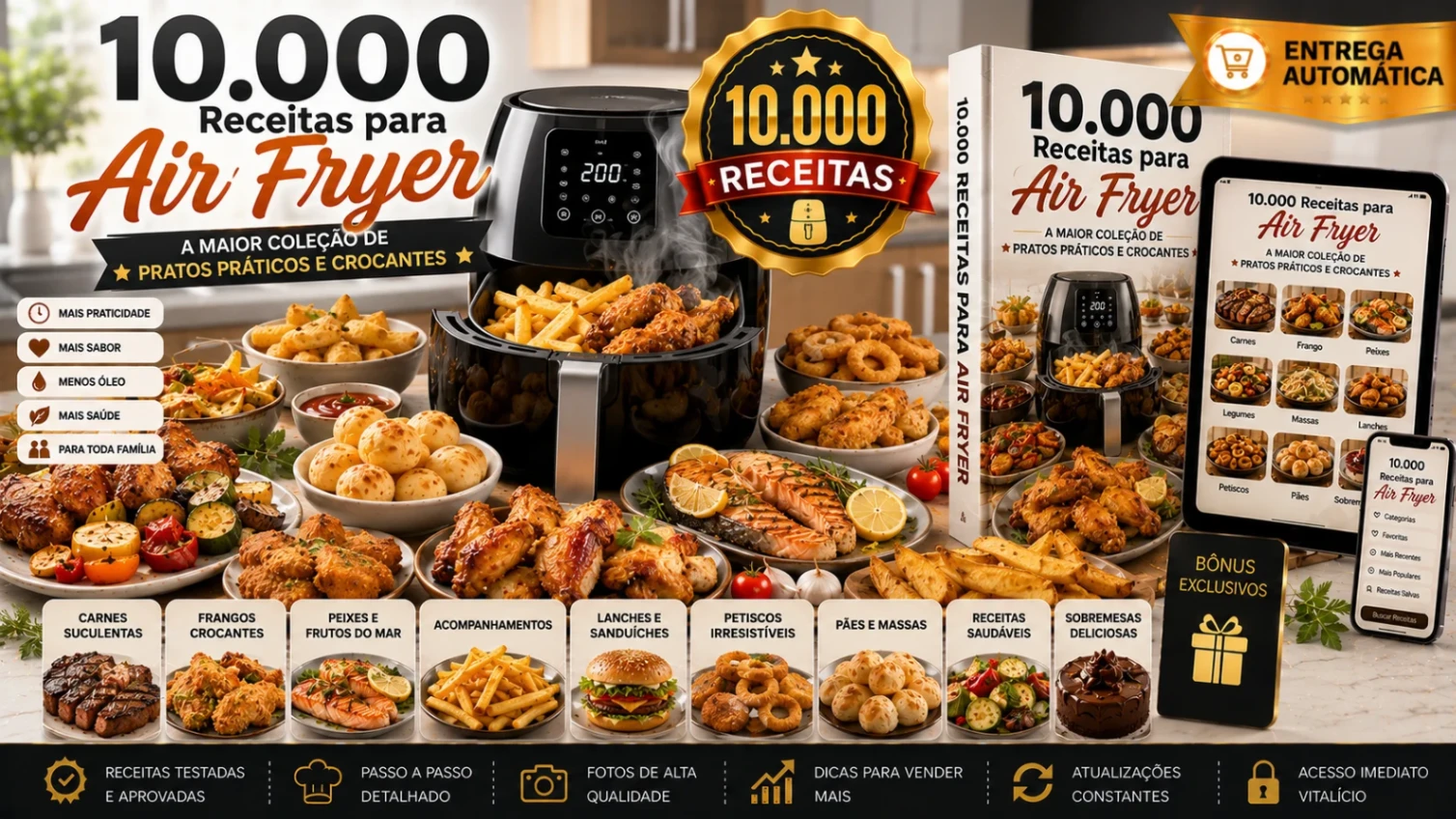 10.000 Receitas para Air Fryer: A Maior Coleção de Pratos Práticos, Crocantes e Saborosos