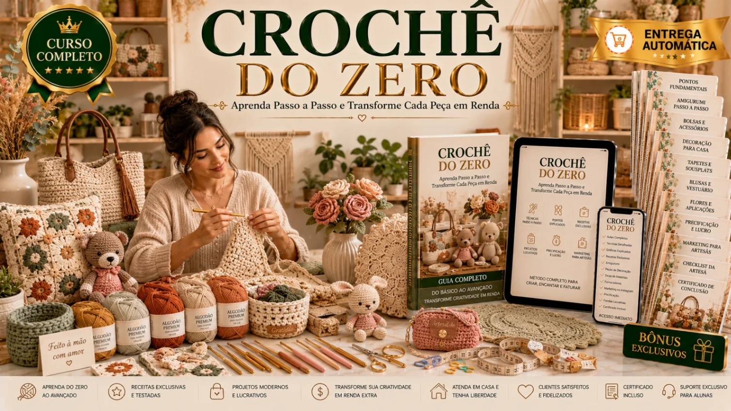 Crochê do Zero: Aprenda Passo a Passo e Transforme Cada Peça em Renda
