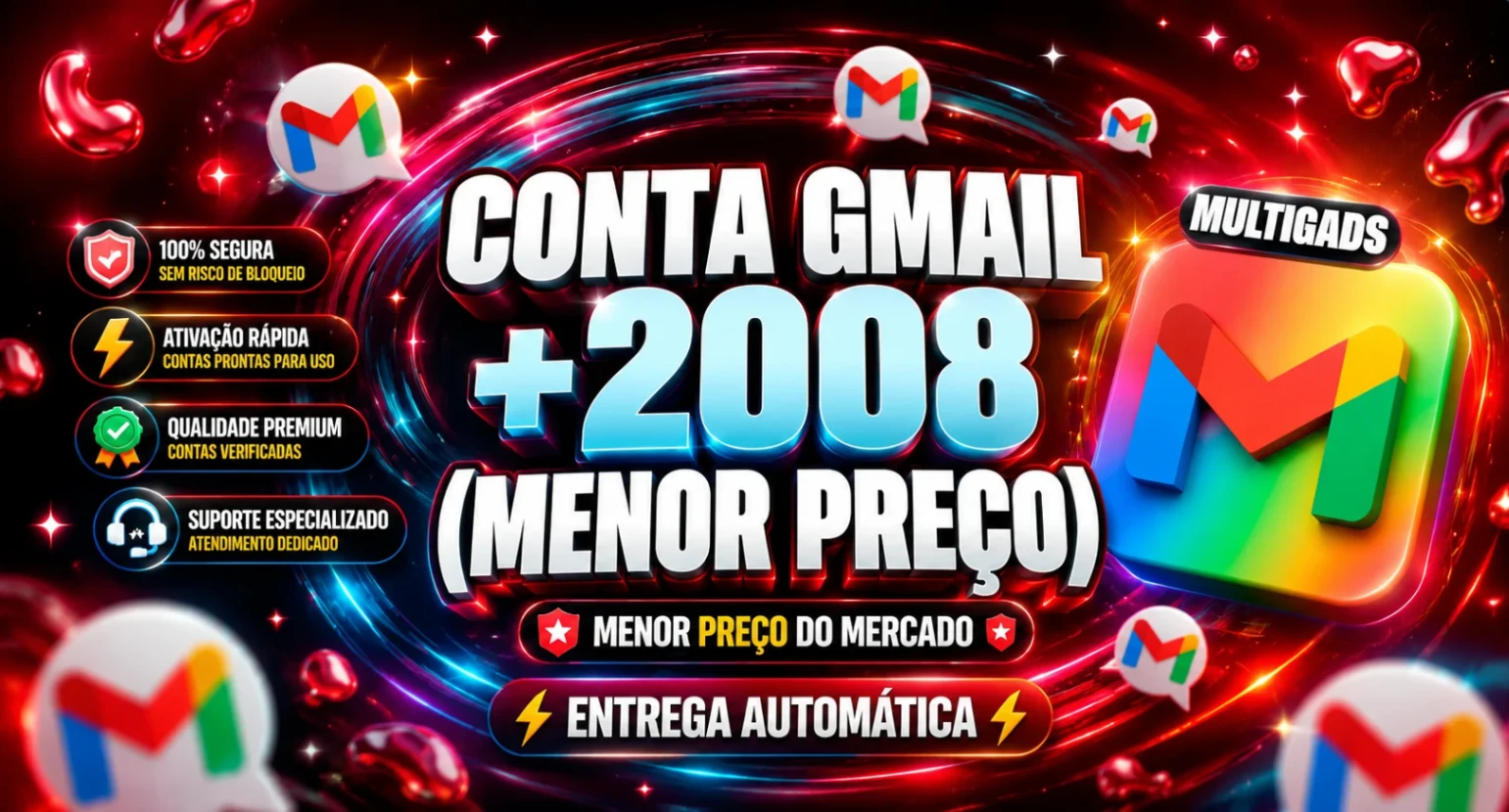 CONTA GMAIL +2008 (MENOR PREÇO) - ENTREGA AUTOMATICA