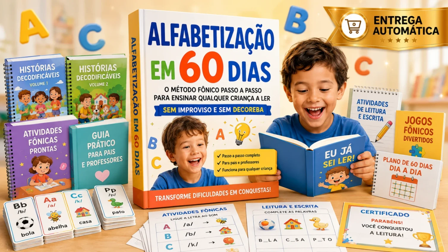 Alfabetização em 60 Dias: O Método Fônico Passo a Passo para Ensinar Qualquer Criança a Ler